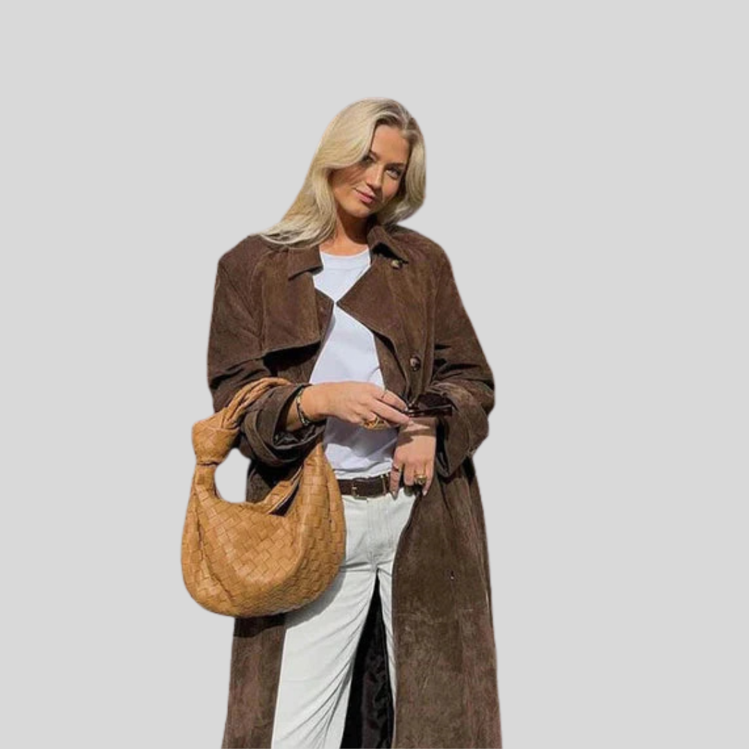 Olivia - Classic Suede Trench Coat