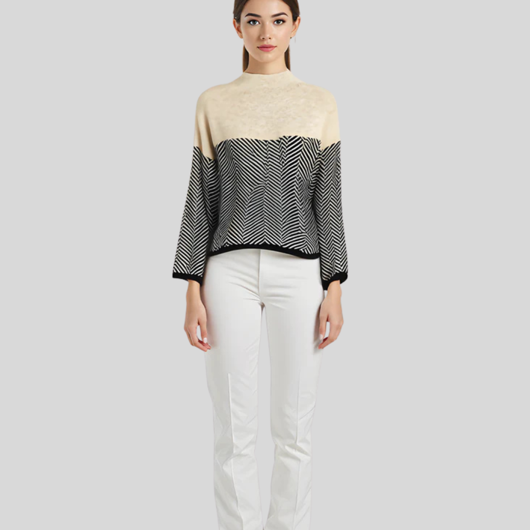 NORA™ | Two-Tone High-Neck Pullover