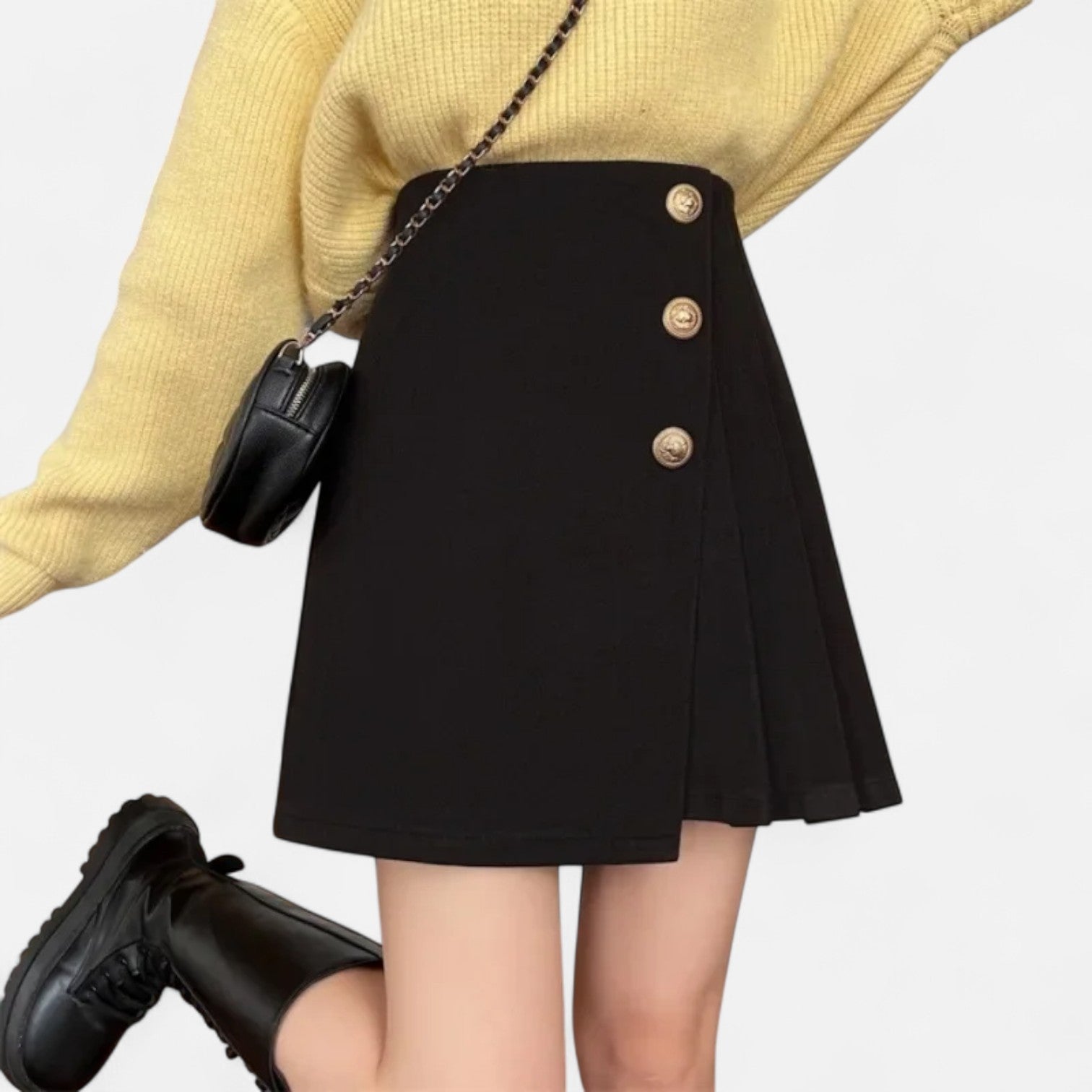 Women’s Black Ruched A-Line Skirt | Midi