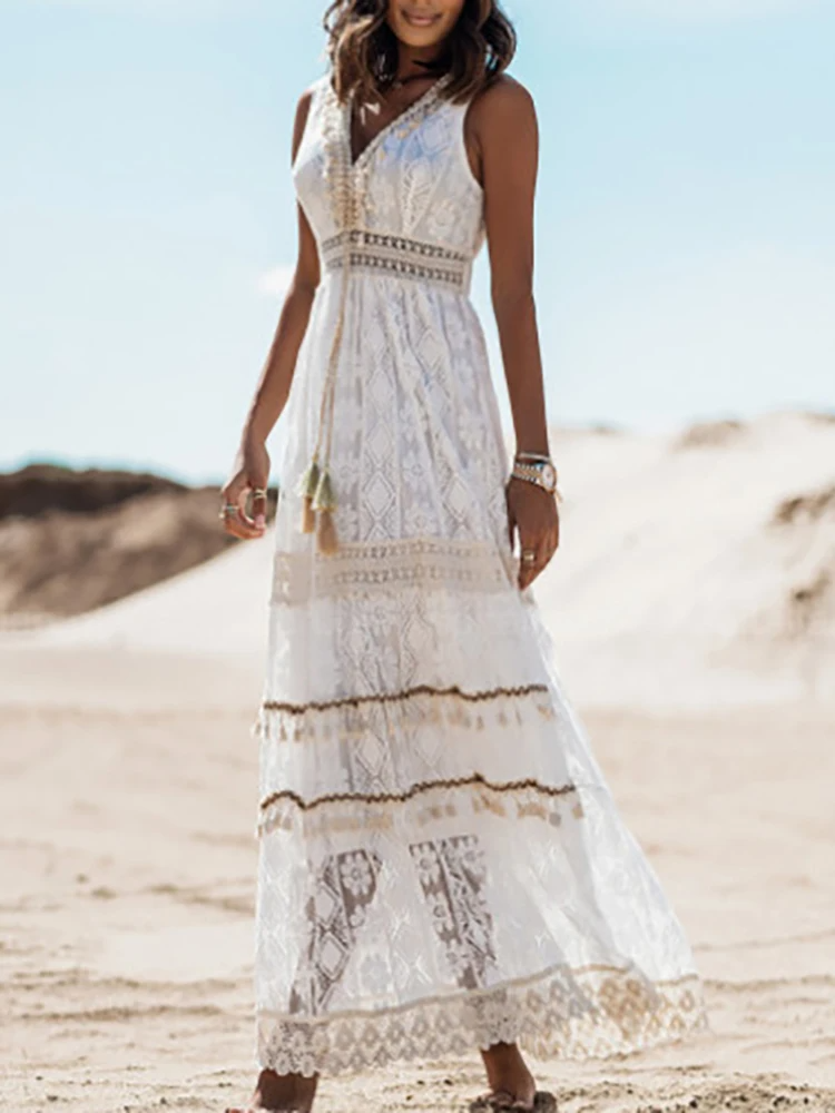 Women's Boho Printed Draped Dress with Flowy Design and Versatile Style