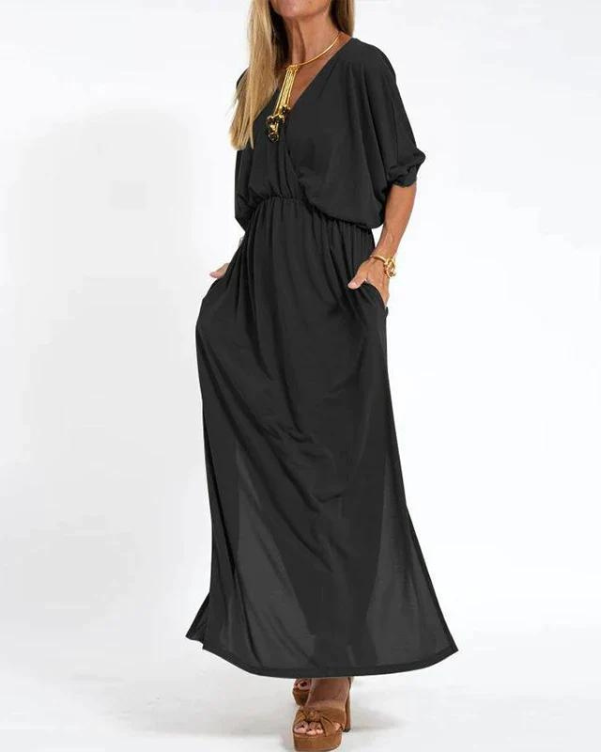 Women's Long Dress with Flowy Design and Adjustable Straps
