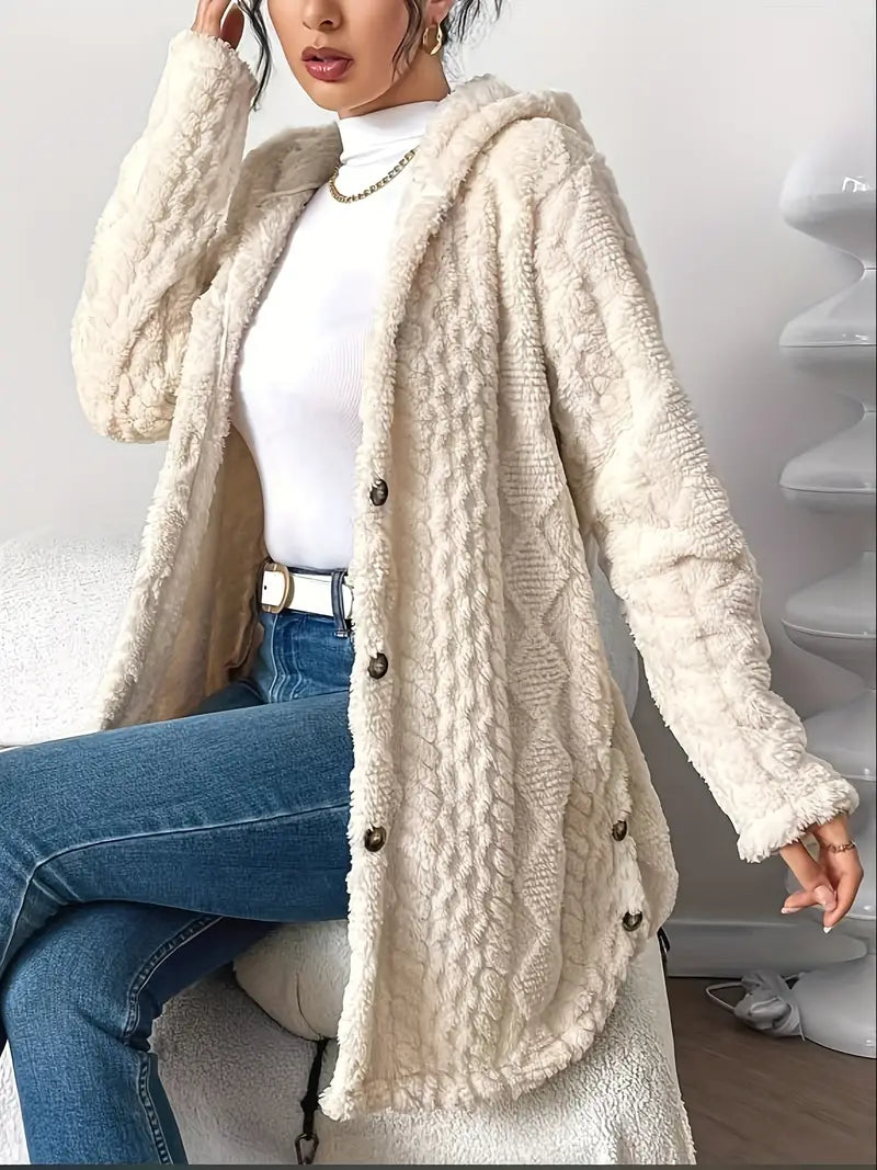 Women's Hooded Cardigan with Soft Texture and Warm Design