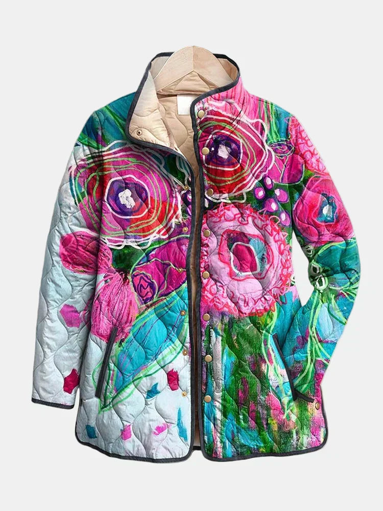 Women's Floral Patterned Jacket with Lightweight Fabric and Versatile Style