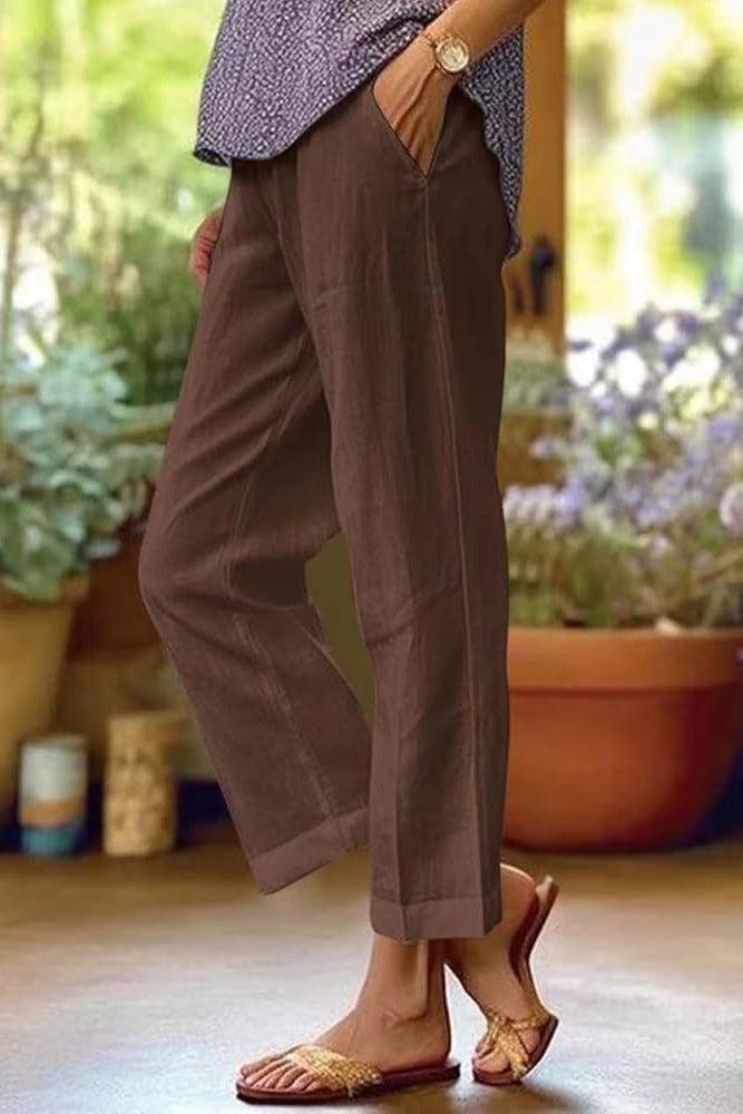 Women's Lightweight Summer Trousers with Breathable Fabric and Relaxed Fit