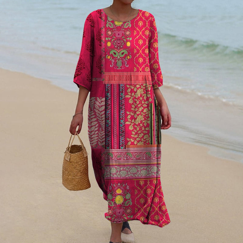 Women's Boho Maxi Dress with Loose Fit and Flowing Design