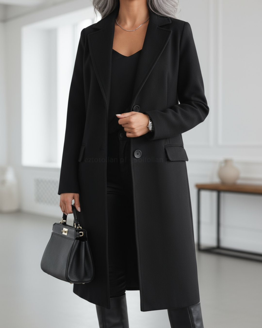 Women's Long Coat with Classic Design and Versatile Style
