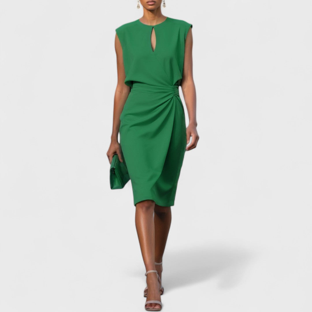 Women's Midi Dress with Side Slit and Fitted Design