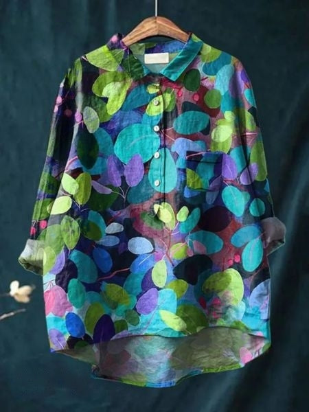 Women's Floral Blouse with Short Sleeves and Lightweight Fabric