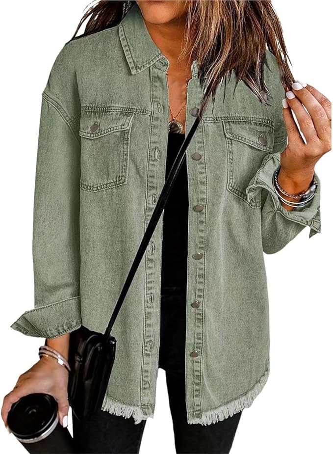 Women's Classic Denim Jacket with Button Closure and Front Pockets