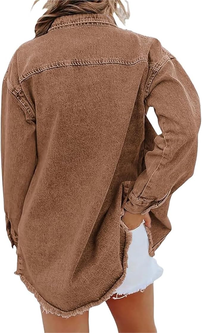 Women's Classic Denim Jacket with Button Closure and Front Pockets