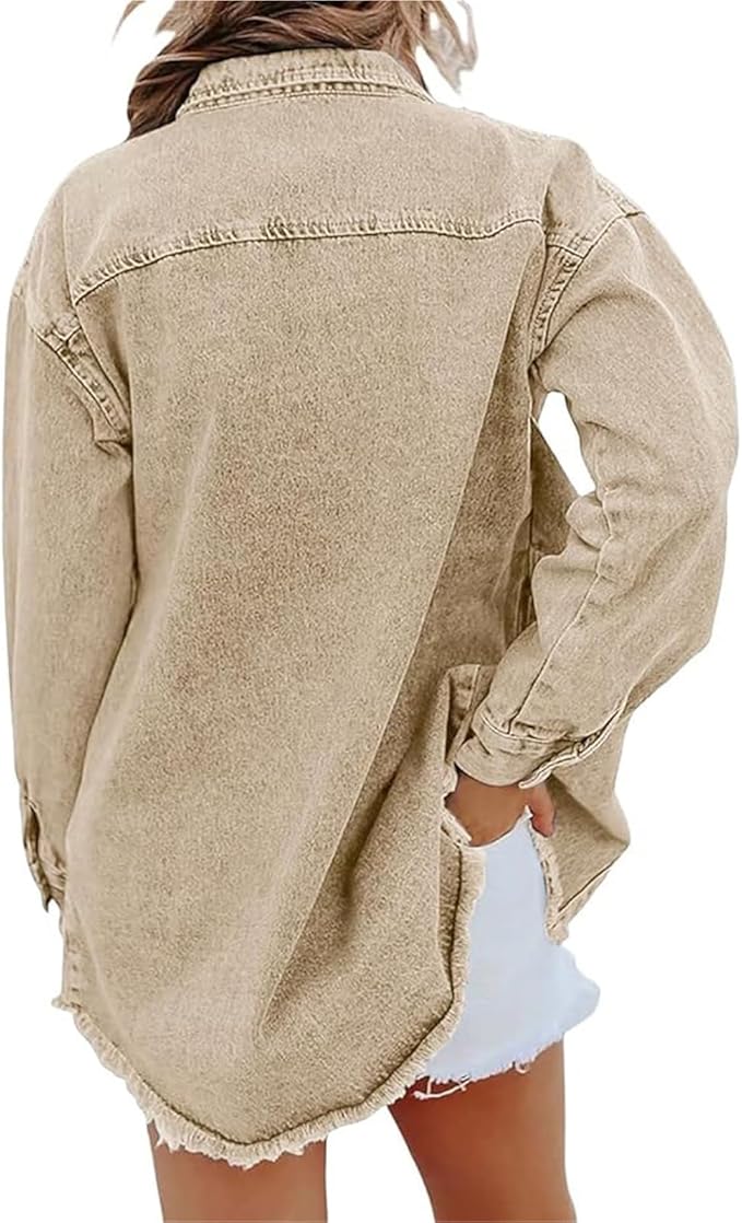 Women's Classic Denim Jacket with Button Closure and Front Pockets