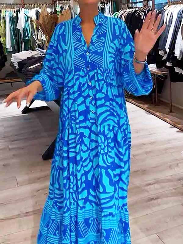 Women's V Neck Flowy Dress with Loose Fit and Tummy Control