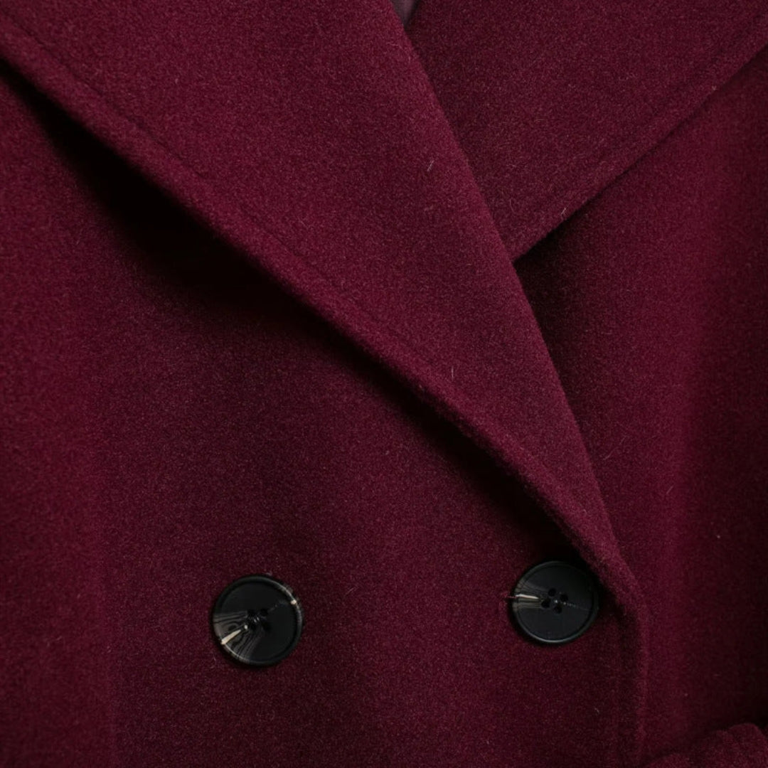 Women's Longline Overcoat with Button Closure and Side Pockets