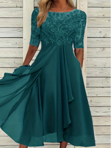 Women’s Three-Quarter Sleeve Dress | Midi