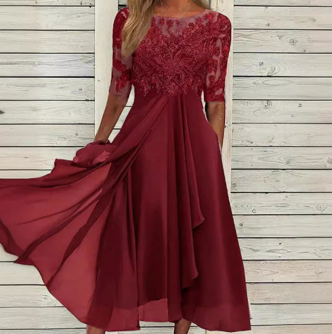 Women’s Three-Quarter Sleeve Dress | Midi