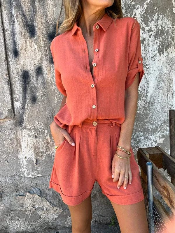 Women's Summer Shorts and Top Set with Breathable Fabric and Relaxed Fit