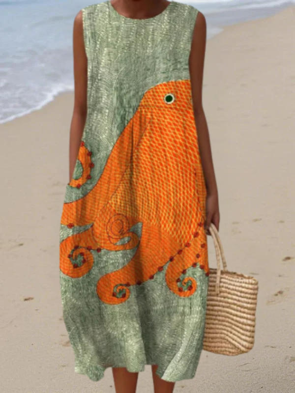 Women’s Oceanic Pattern Dress | Midi