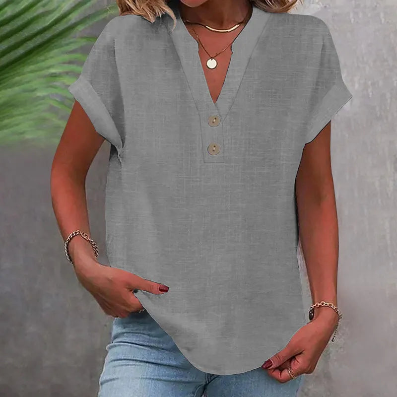 Women’s Blouse | V-Neck with Button Detail