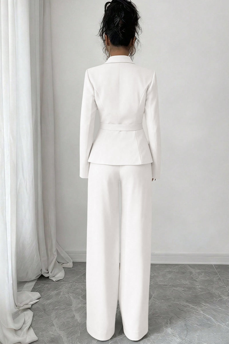 Women's Shawl Lapel Single-Button Blazer and Wide-Leg Pants Set | Two-Piece