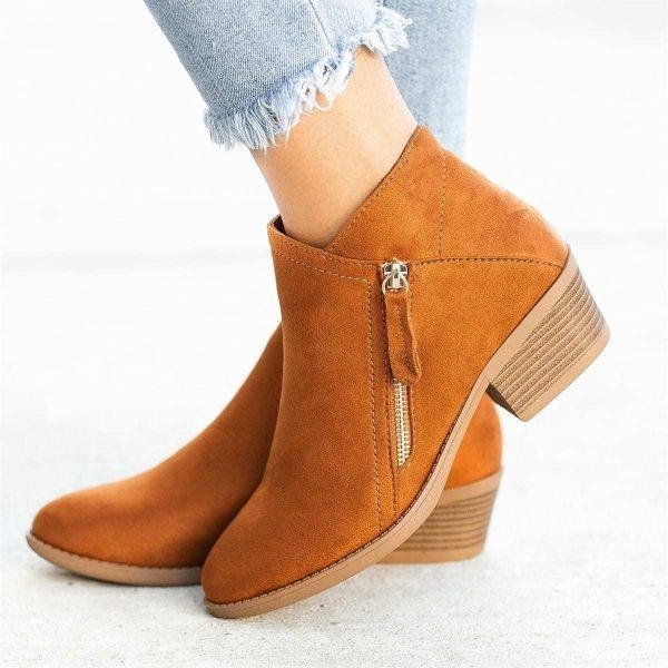 Women’s Ankle Boots | Zipper Block Heel Design