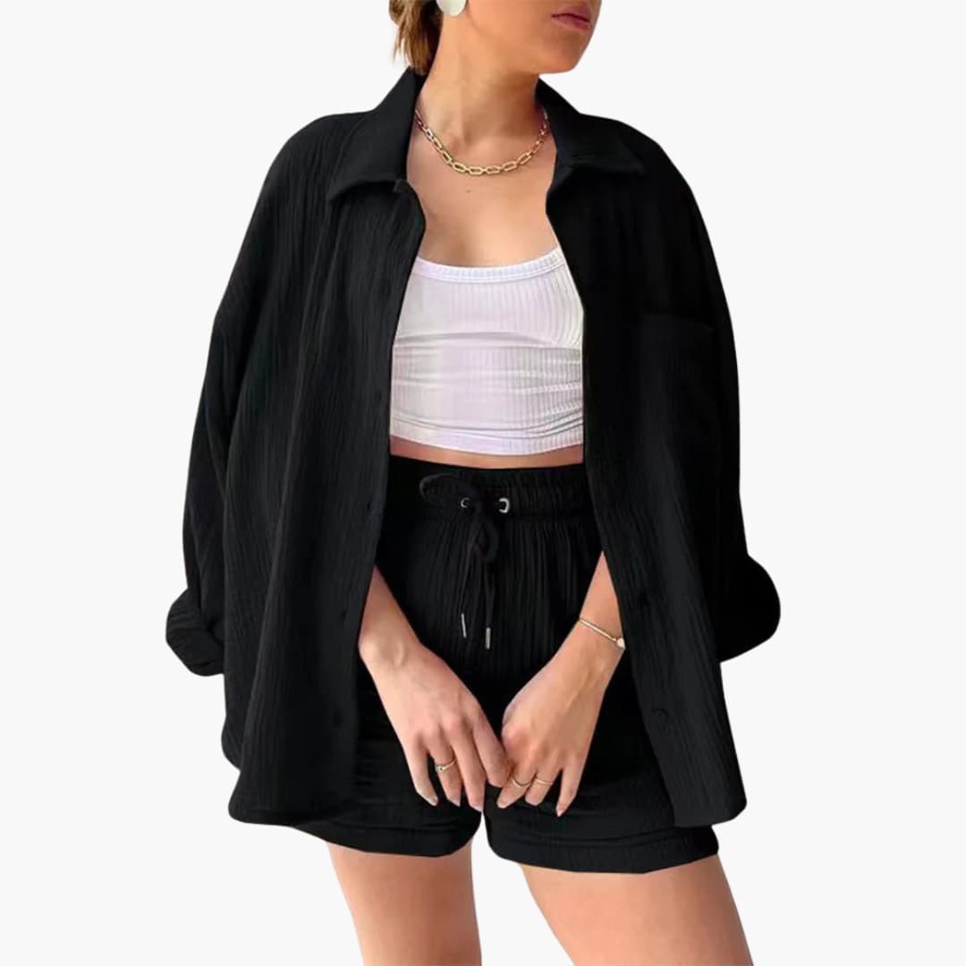Women's Casual Two-Piece Set with Lightweight Fabric and Relaxed Fit