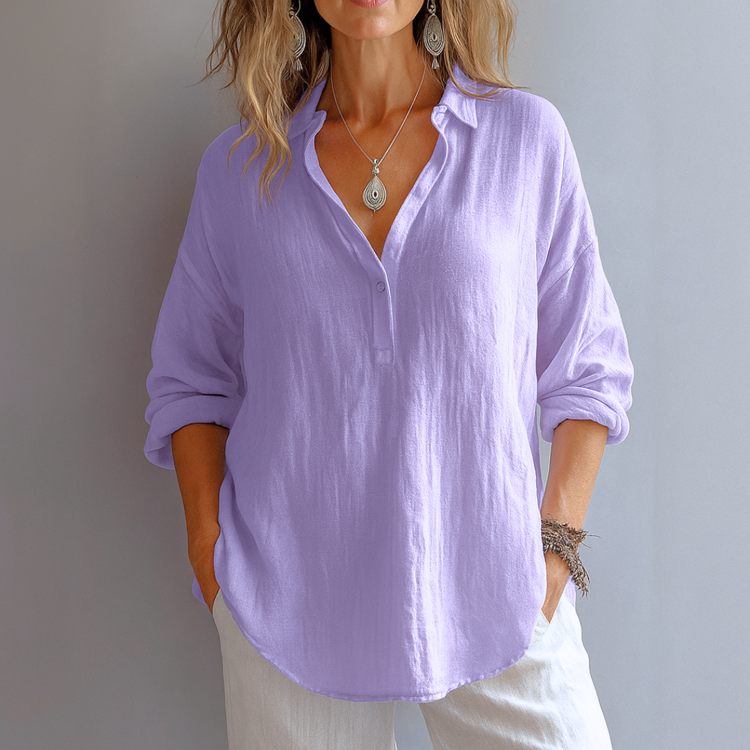 Women's Blouse with Short Sleeves and Lightweight Fabric