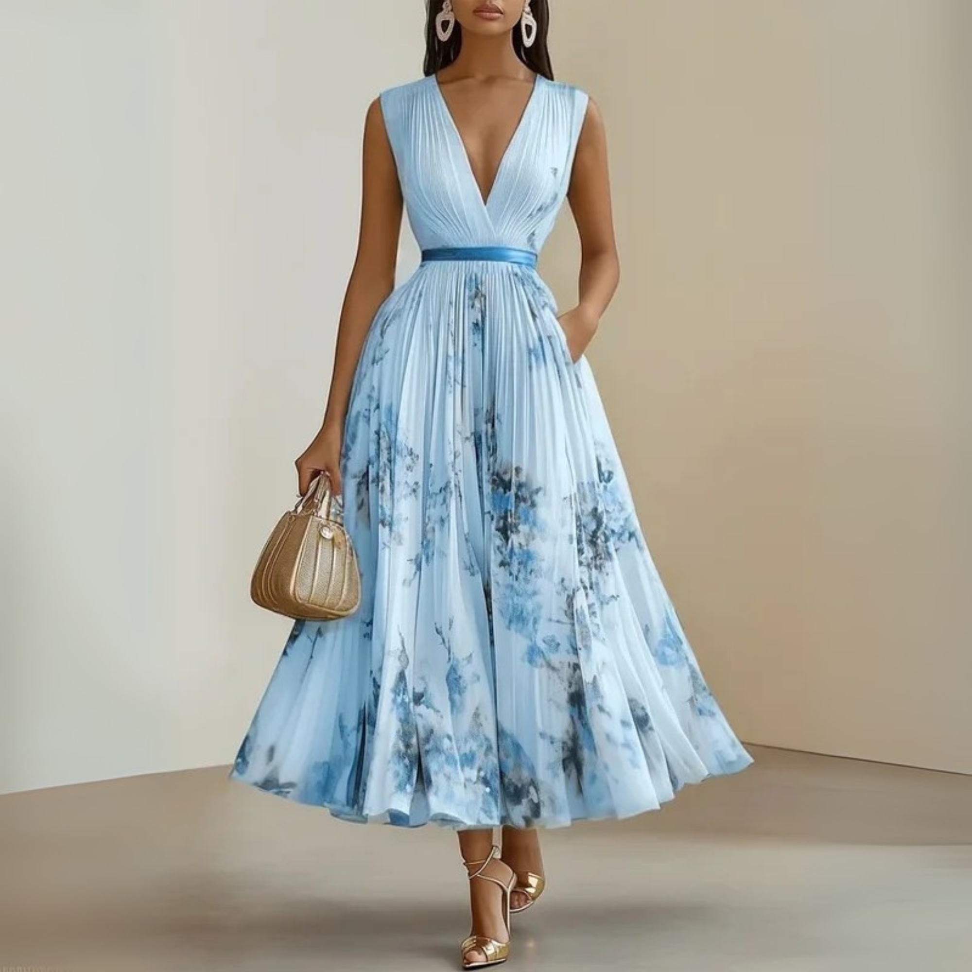 Women's Flowing Sleeveless Maxi Dress with Lightweight Fabric and Versatile Style