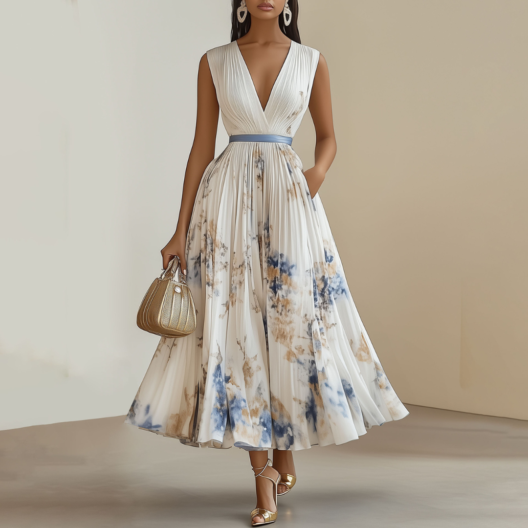 Women’s Blue and White Floral Dress | Midi