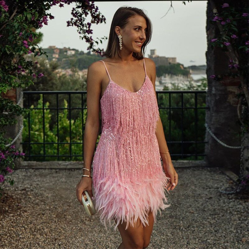 Women’s Feather Detail Mini Dress | Clean Design