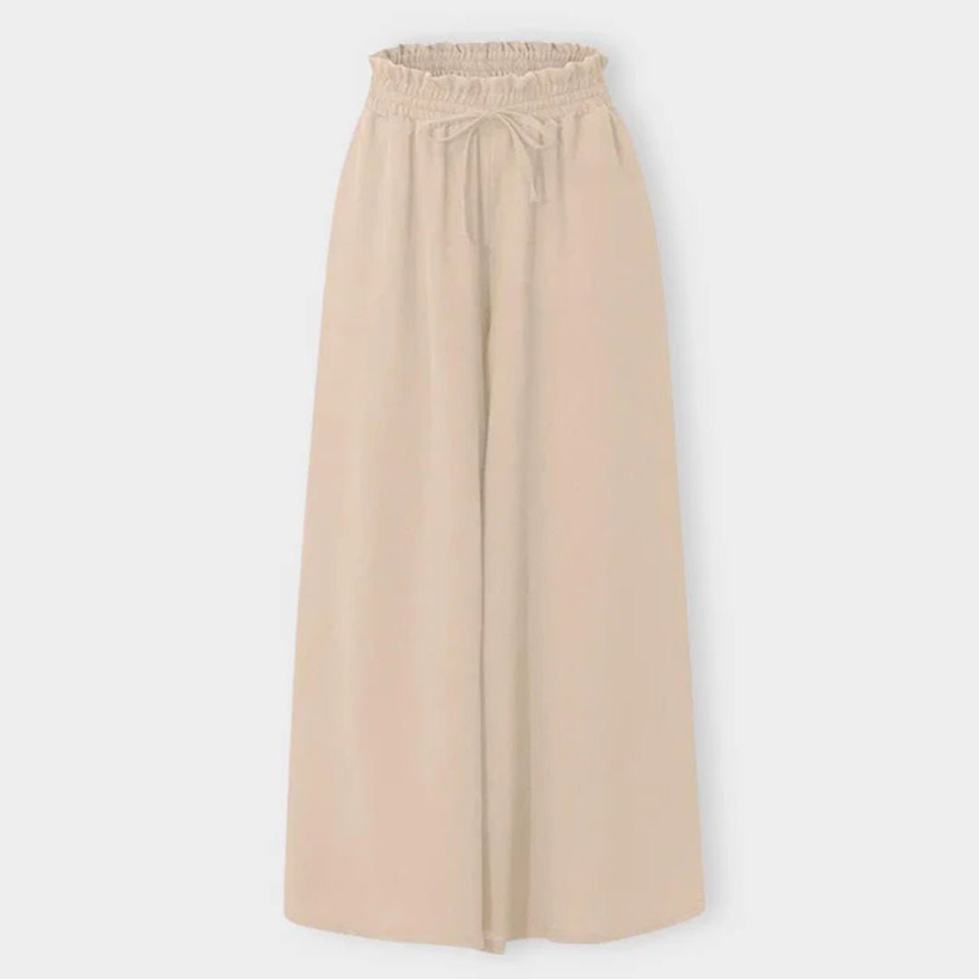 Women's High Waist Wide Leg Trousers with Smocked Waist and Relaxed Fit