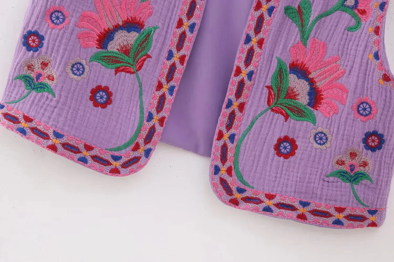 Women's Boho-Style Floral Vest with Open Front and Lightweight Design