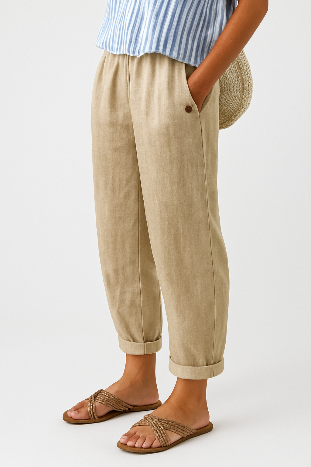 Women's Trousers with Side Pockets and Relaxed Fit