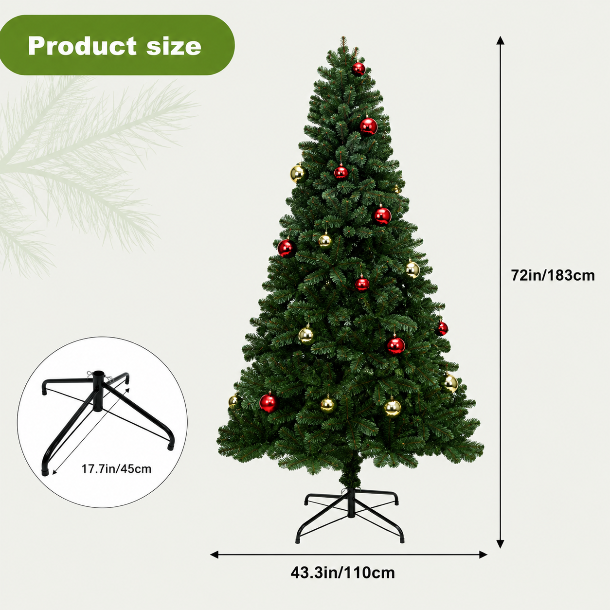 6 ft Pre-Lit Artificial Christmas Tree – Hinged Pine with Warm White Lights