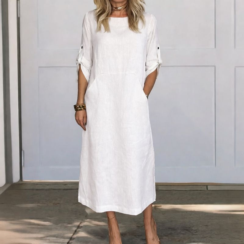 Women's A-Line Evening Dress with Loose Fit and Draped Design