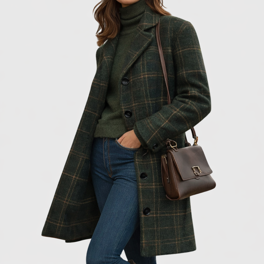 Women's Warm Fabric-Blend Overcoat with Long Length and Versatile Style