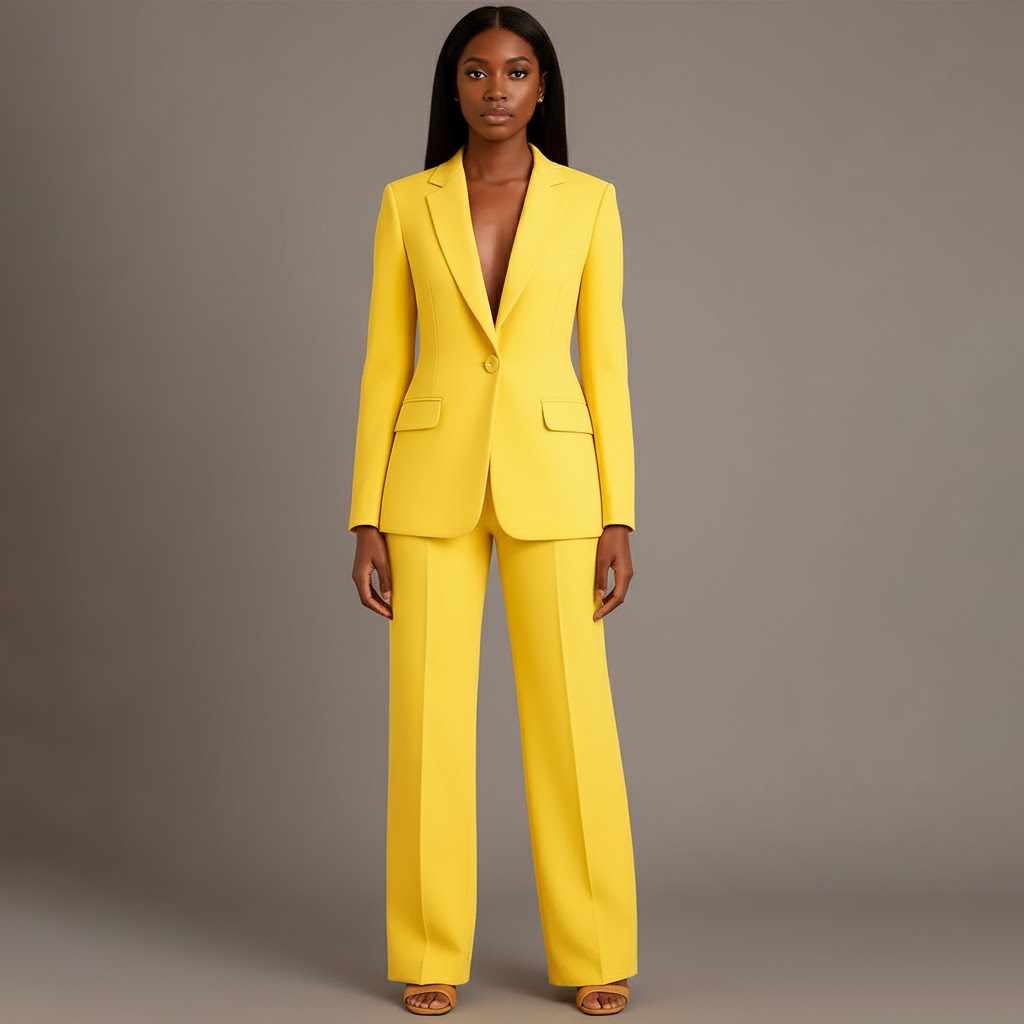 Women’s Blazer and Wide Leg Trousers Set | Button Front