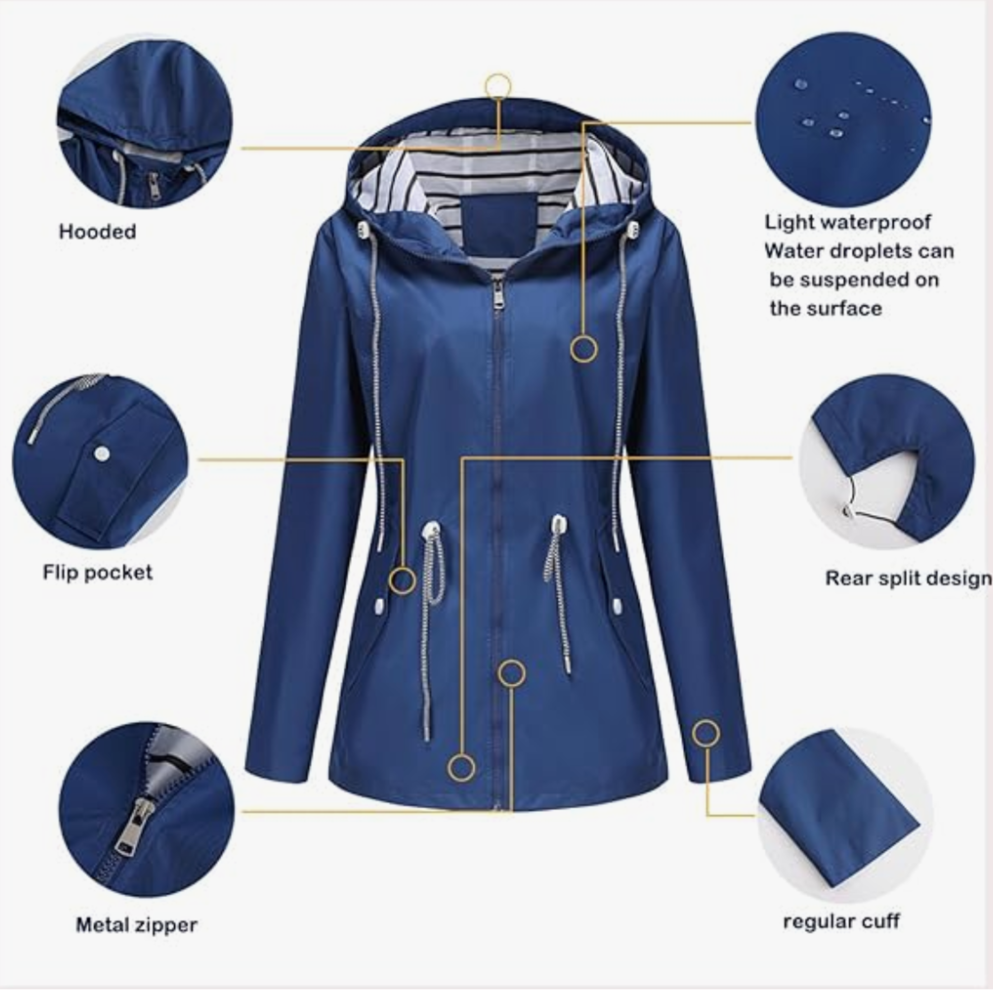 Women's Waterproof Jacket with Lightweight Design and Adjustable Hood