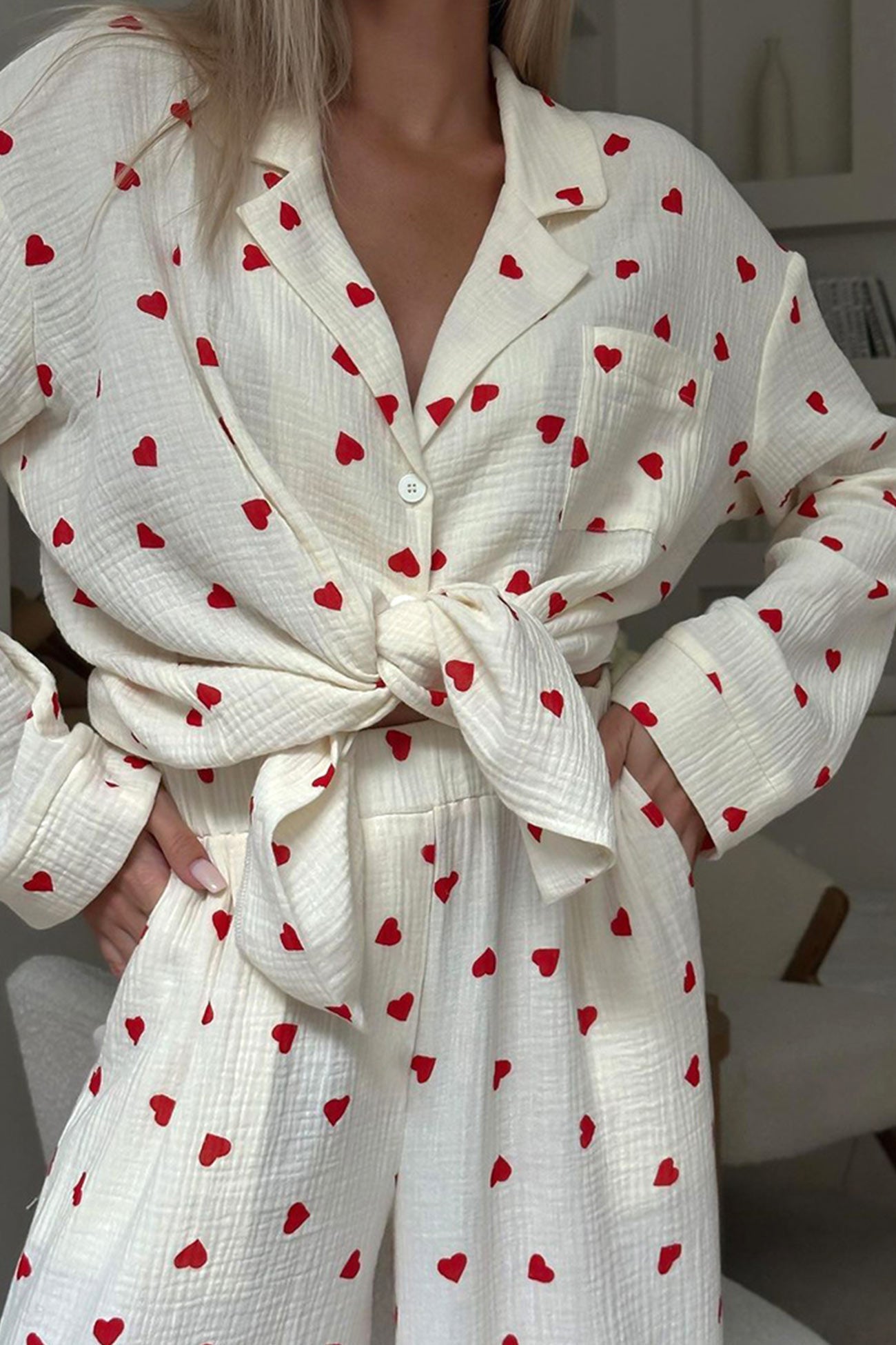 Women’s Pajama Set with Heart Pattern | Two-Piece