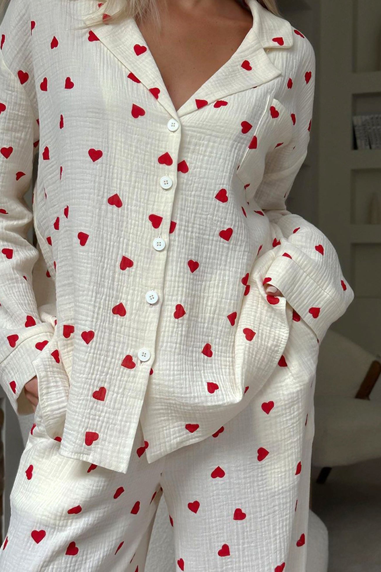 Women’s Pajama Set with Heart Pattern | Two-Piece