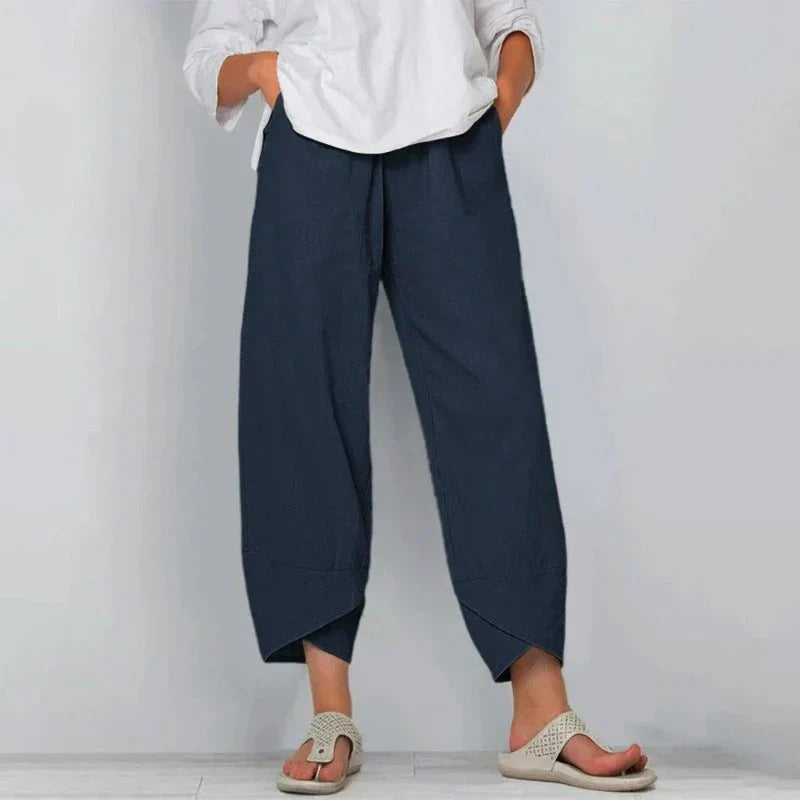 Women's Summer Trousers with Lightweight Fabric and Relaxed Fit