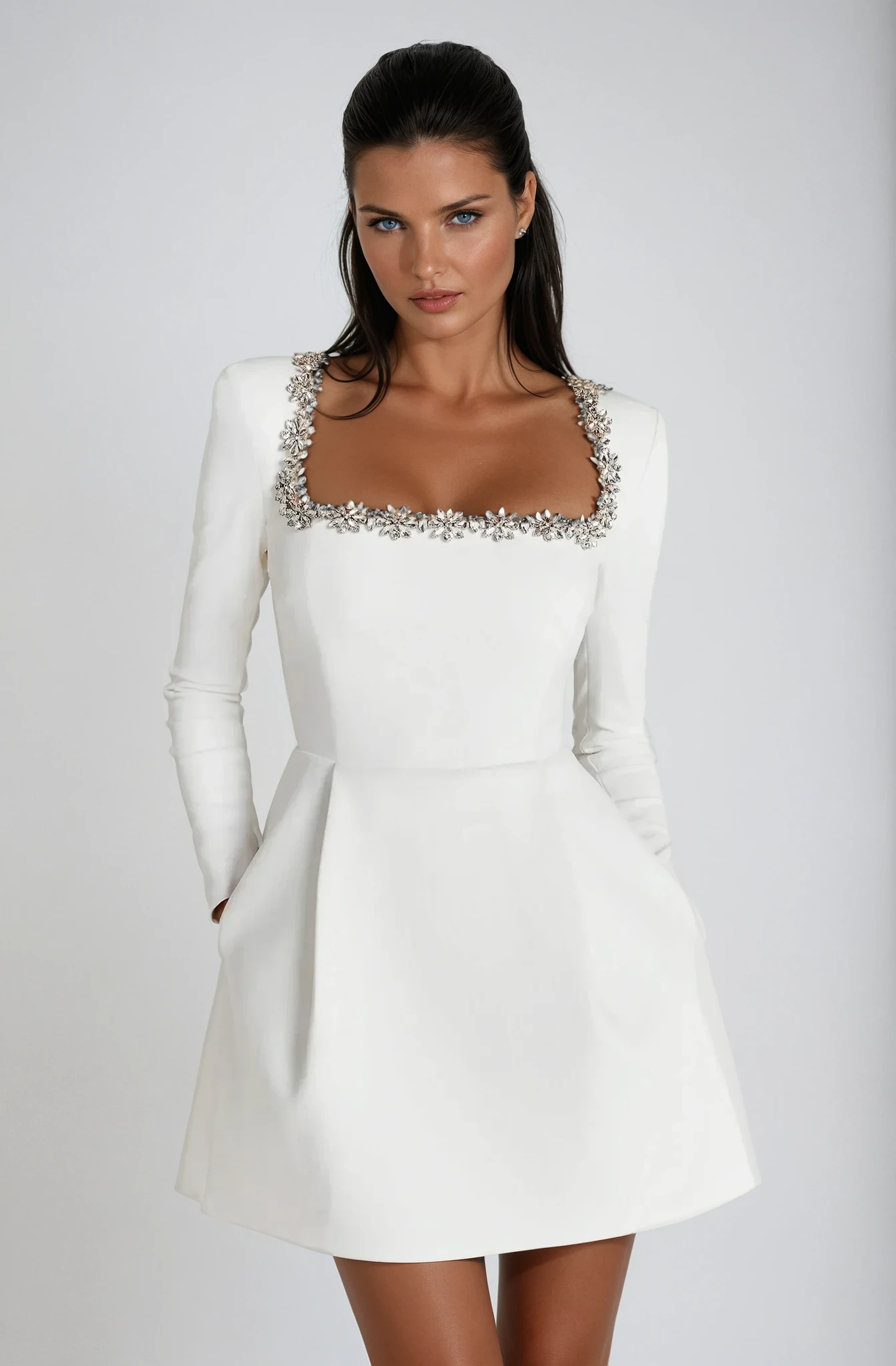 Women's Wedding Guest Dress with A-Line Skirt and Sleeveless Design