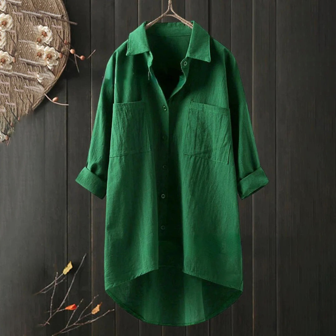 Women’s Long Shirt Blouse | Front Pocket Design