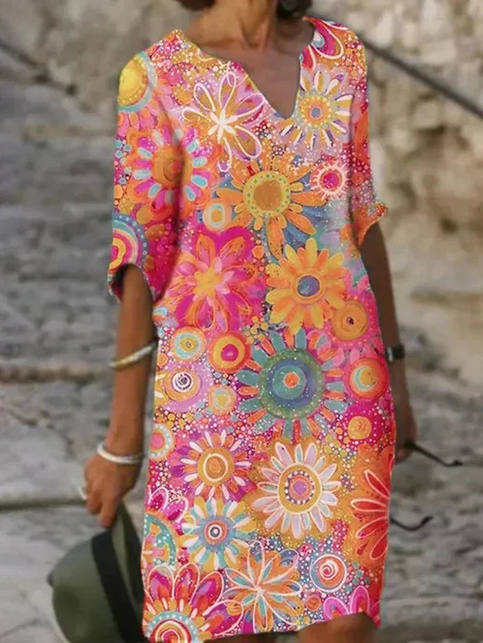 Women's Evening Dress with Floral Design and Tummy Control