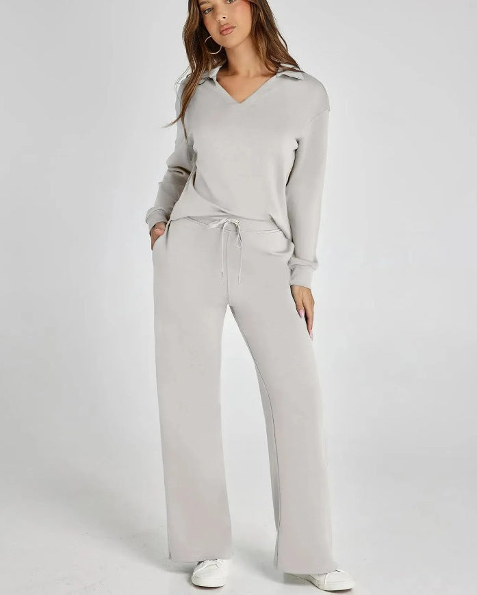 Women’s Two-Piece Suit Set | Zipper Sweater and Pants