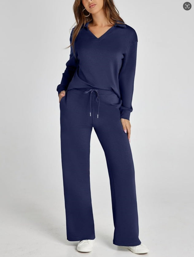 Women’s Two-Piece Suit Set | Zipper Sweater and Pants