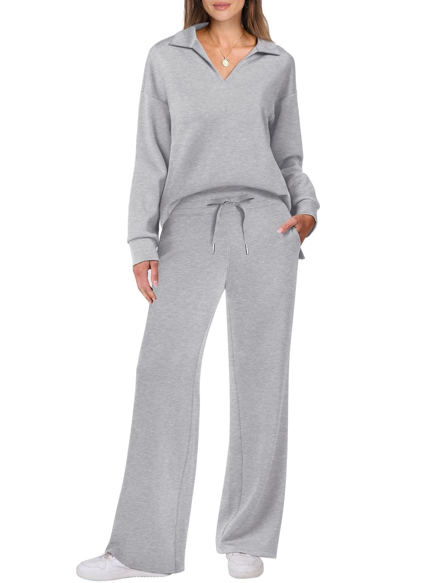 Women’s Two-Piece Suit Set | Zipper Sweater and Pants