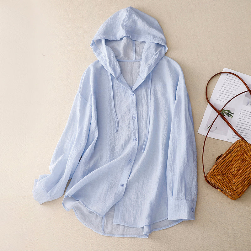 Women's Lightweight Hoodie with Button Closure and Breathable Design