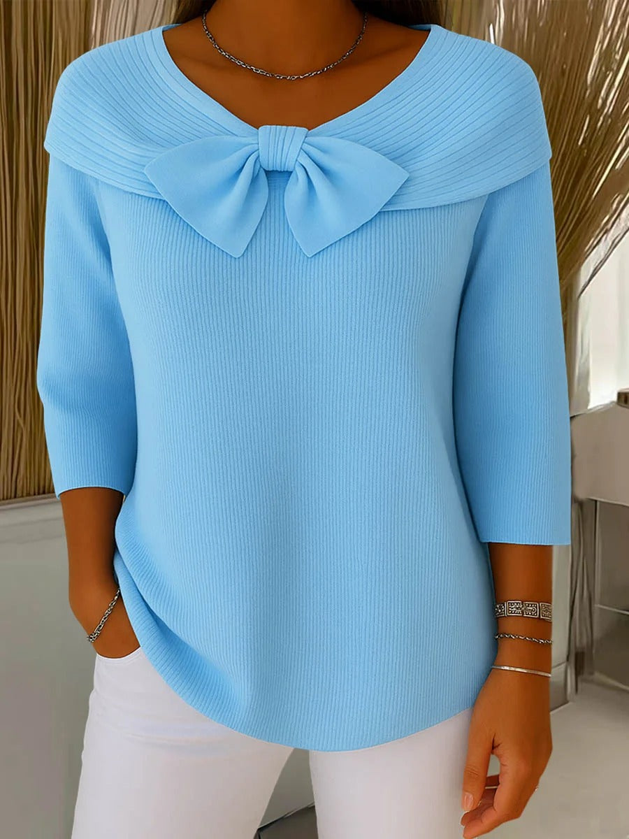 Pullover Women - Knit Detail Pullover with Bow Detail