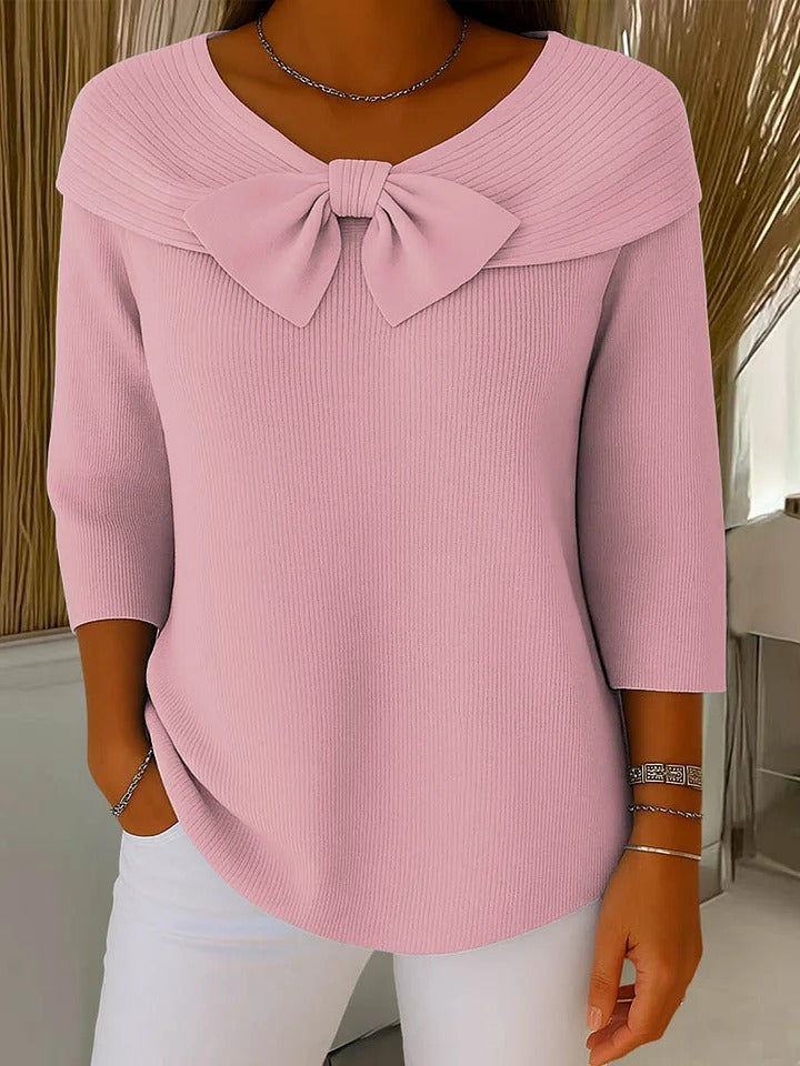Pullover Women - Knit Detail Pullover with Bow Detail