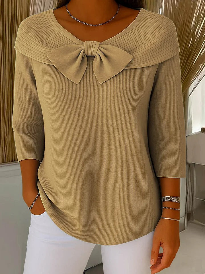 Pullover Women - Knit Detail Pullover with Bow Detail